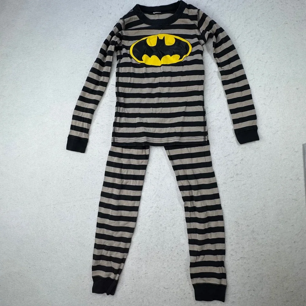 Hanna Andersson Pajama Set Kids Size 8 Batman Striped Organic Cotton Superhero